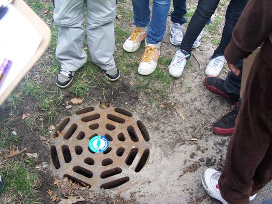 Lake Hills Elementary School 4th grade students did a storm drain marking project.